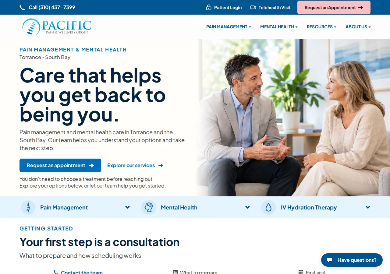Pacific Pain & Wellness Group's public homepage